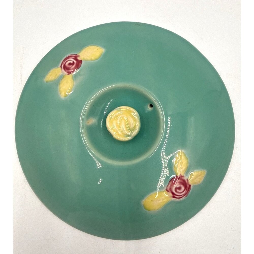 LID ONLY for Coors Pottery "Rosebud" Covered Casserole Dish Turquoise Blue-Green